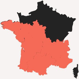 Brittany, Pays de la Loire, Centre-Val de Loire, Nouvelle-Aquitaine, Occitanie, Provence-Alpes-Côte d’Azur, Auvergne-Rhône-Alpes