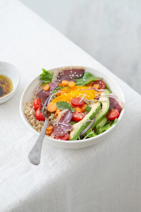 Bowl with dried duck breast fillet