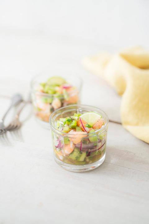 Adour Kiwi and King Shrimp Tartare