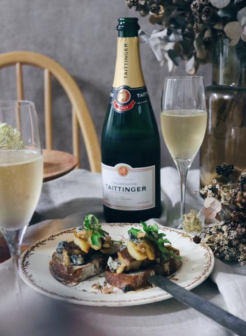 Foie Gras, Apple and Blue Cheese Tartine