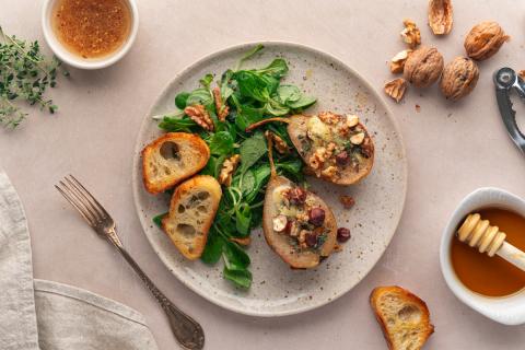 Roasted Pears with Bleu d'Auvergne and Mâche Salad  