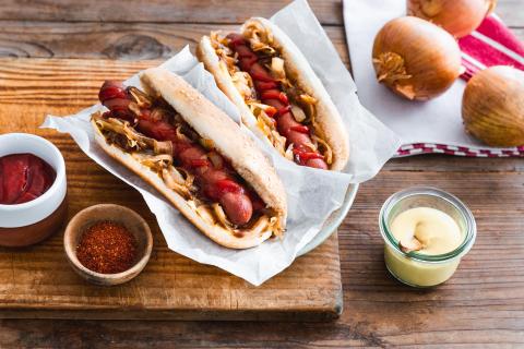 Hot dog caramelized