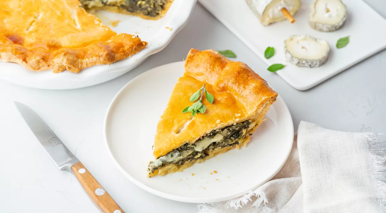 Spinach & goat pie