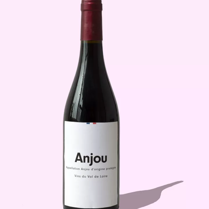 Anjou bottle on pink background