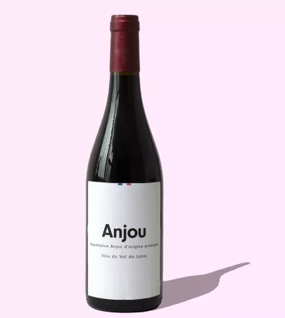 Anjou bottle on pink background