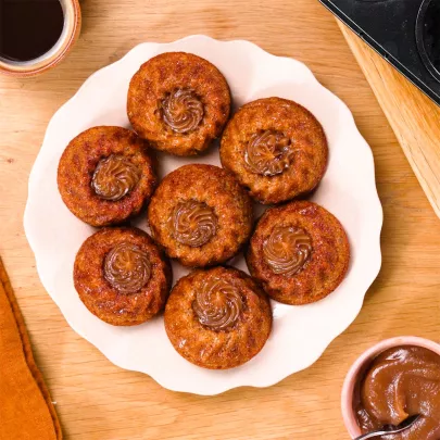 Hazelnut financier cake with chestnut cream