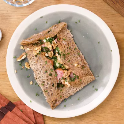 buckwheat galette with montbeliard sausage 