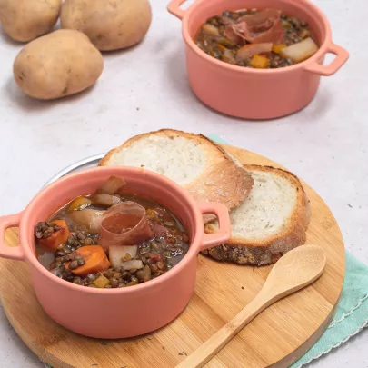 Lentejas du Puy con jamón de Bayona 