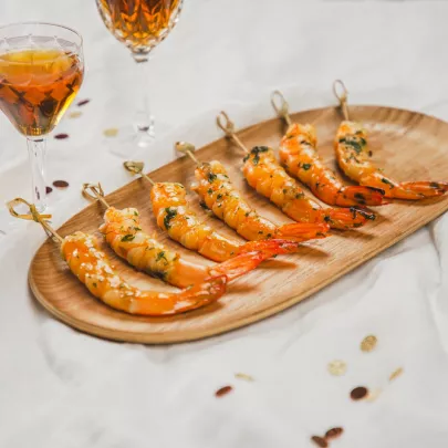 flambed prawns photo