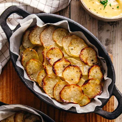 Pommes anna with aioli sauce